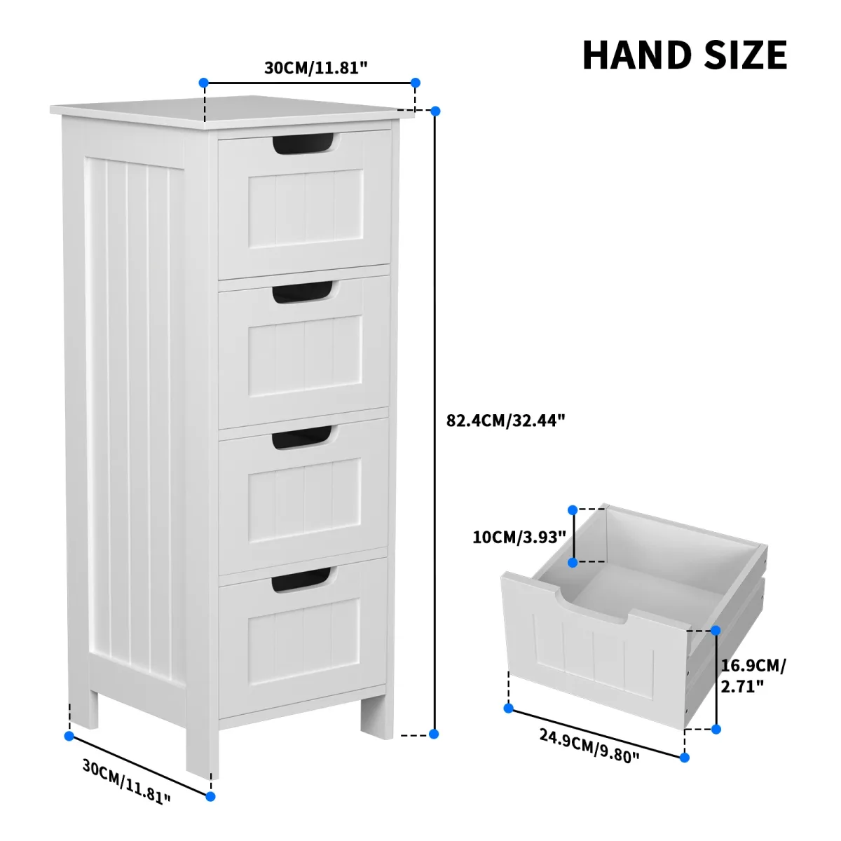 Armoire de rangement blanche, 30 × 30 × 82 cm
