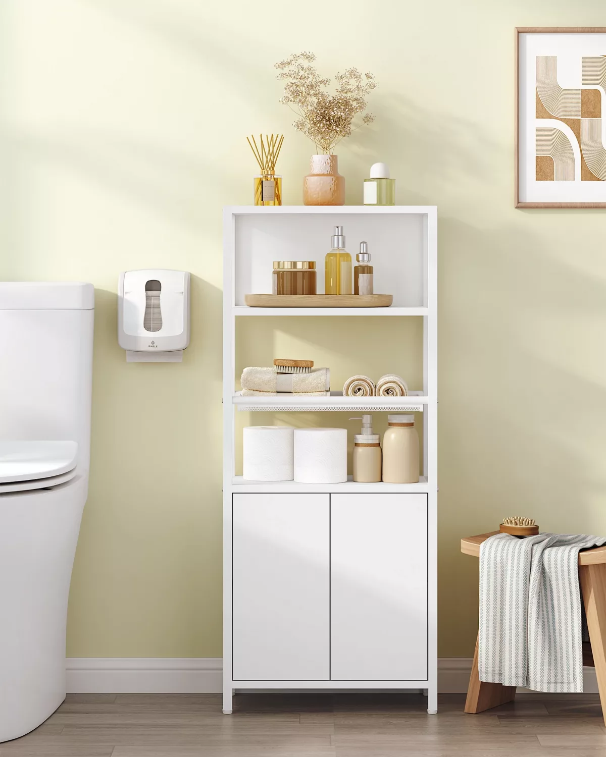 Armoire de salle de bain blanche à deux portes