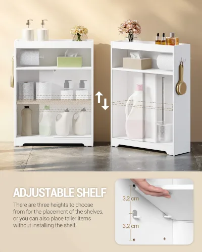 Armoire de salle de bain blanche, porte coulissante – image 3