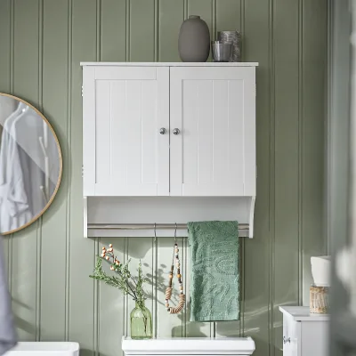 Armoire murale de salle de bain blanche, 2 portes – image 3