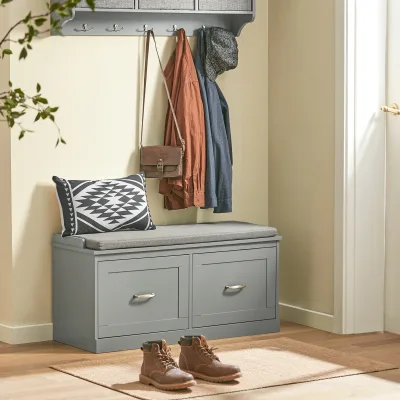 Banc à chaussures gris avec coussin d'assise – image 2
