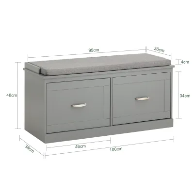 Banc à chaussures gris avec coussin d'assise – image 3