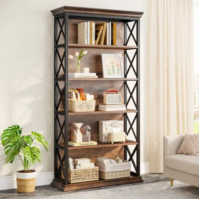 Bibliothèque industrielle 180 cm, cadre métal noir – image 2