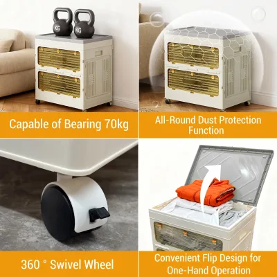 Boîte de rangement pliable sur roulettes, 135 L – image 3