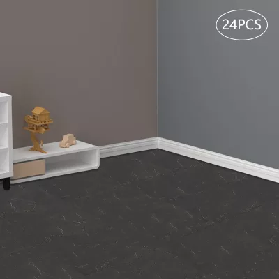 Carreaux de sol autocollants gris pierre, 24 pièces