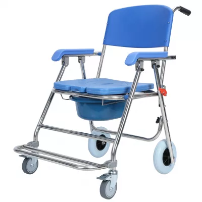 Chaise de toilette pliable à roulettes
