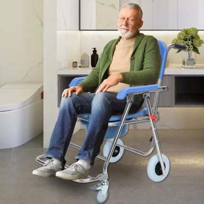Chaise de toilette pliable à roulettes – image 2