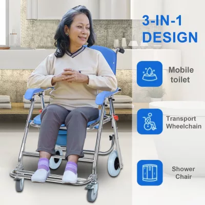 Chaise de toilette pliable à roulettes – image 3