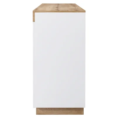 Commode blanche aspect chêne, 3 tiroirs et 2 portes – image 2