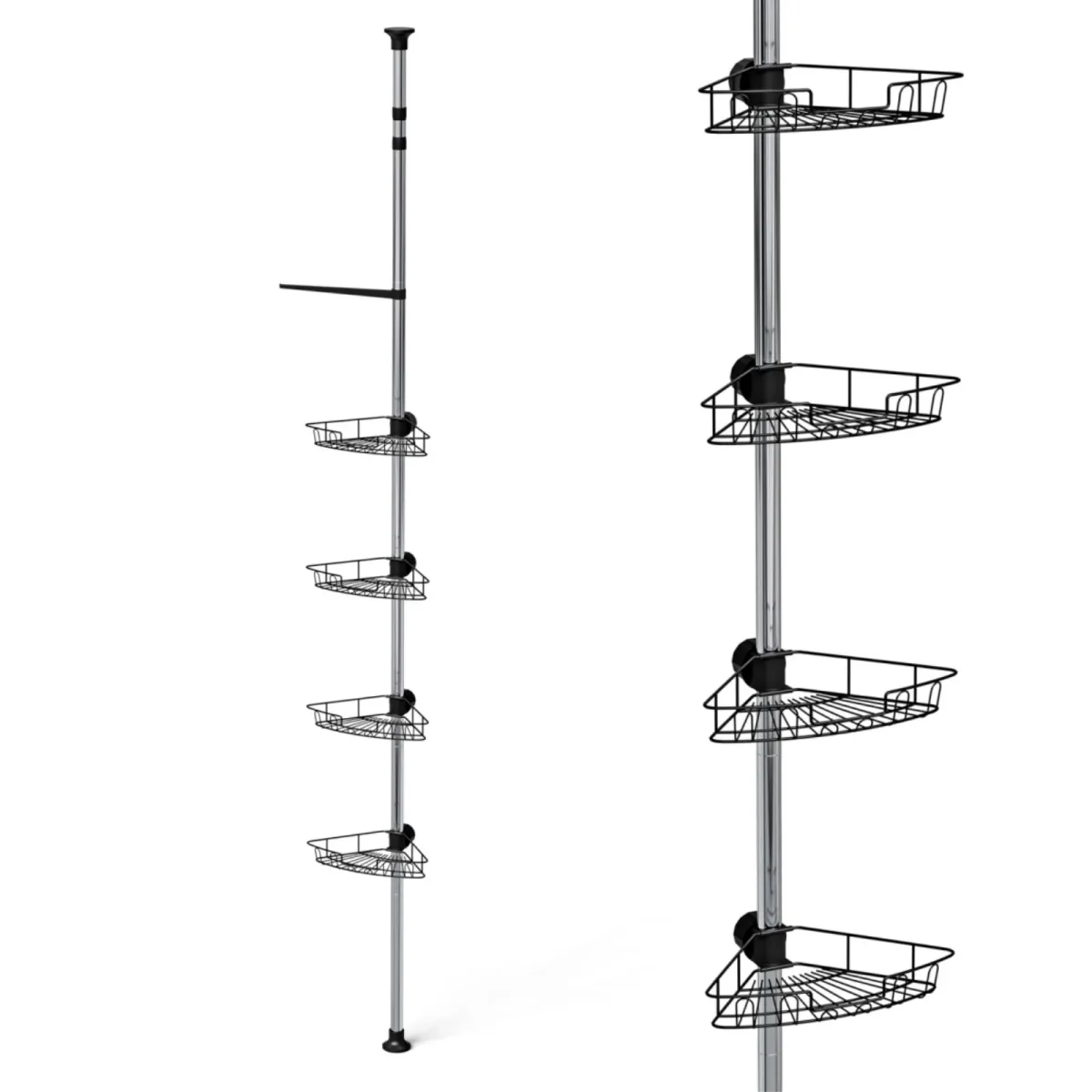 Étagère de douche d'angle télescopique, 4 paniers