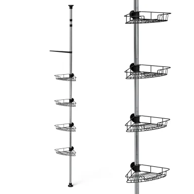 Étagère de douche d'angle télescopique, 4 paniers
