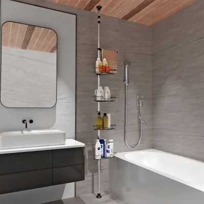Étagère de douche d'angle télescopique, 4 paniers – image 3
