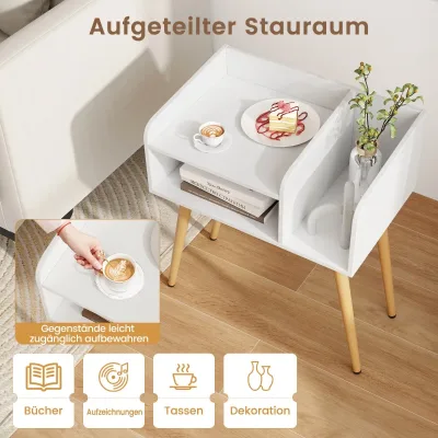 Étagère de rangement blanche à pieds en métal – image 3