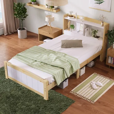 Lit simple en pin massif 90 × 200 cm – image 2