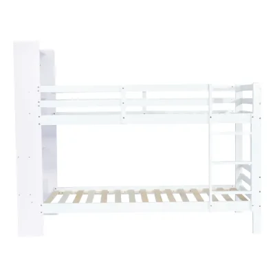 Lit superposé blanc 90 × 200 cm avec étagères – image 2