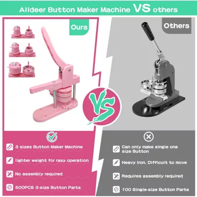 Machine à badges rose et trois moules – image 3