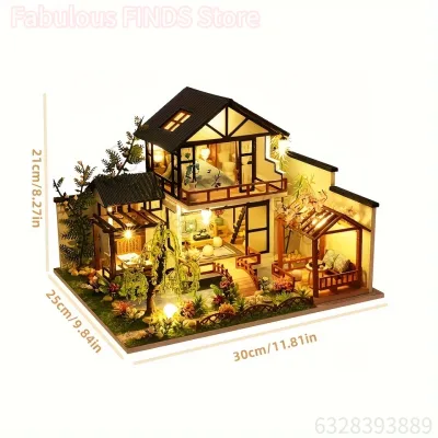 Maison de poupée miniature en bois à assembler – image 3