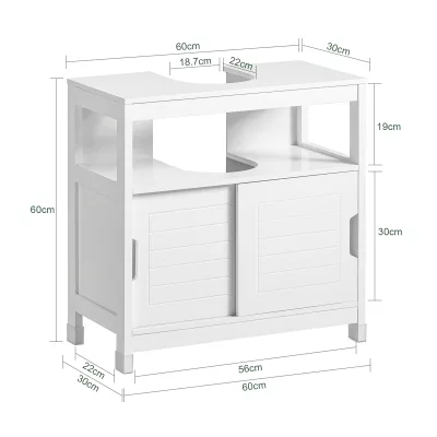 Meuble sous lavabo à deux portes coulissantes – image 3