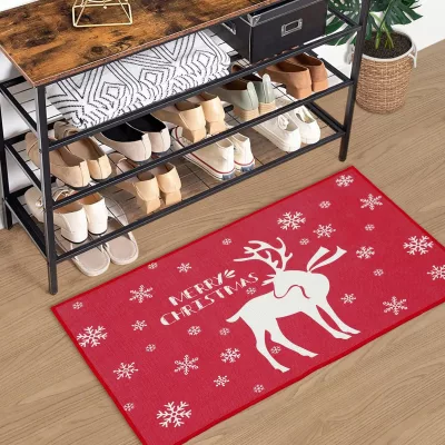 Paillasson de Noël antidérapant rouge 50 × 80 cm – image 3