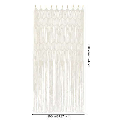 Rideau de porte macramé blanc, lot de 2 pièces – image 3