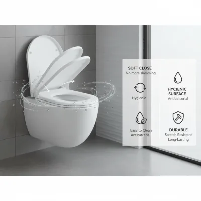 Siège de toilette blanc en Duroplast, 49 × 36 cm – image 3