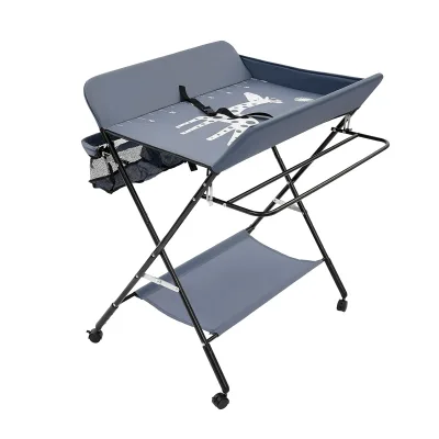Table à langer pliable grise, hauteur réglable