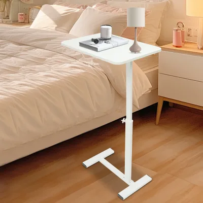 Table de chevet roulante blanche à hauteur réglable – image 3