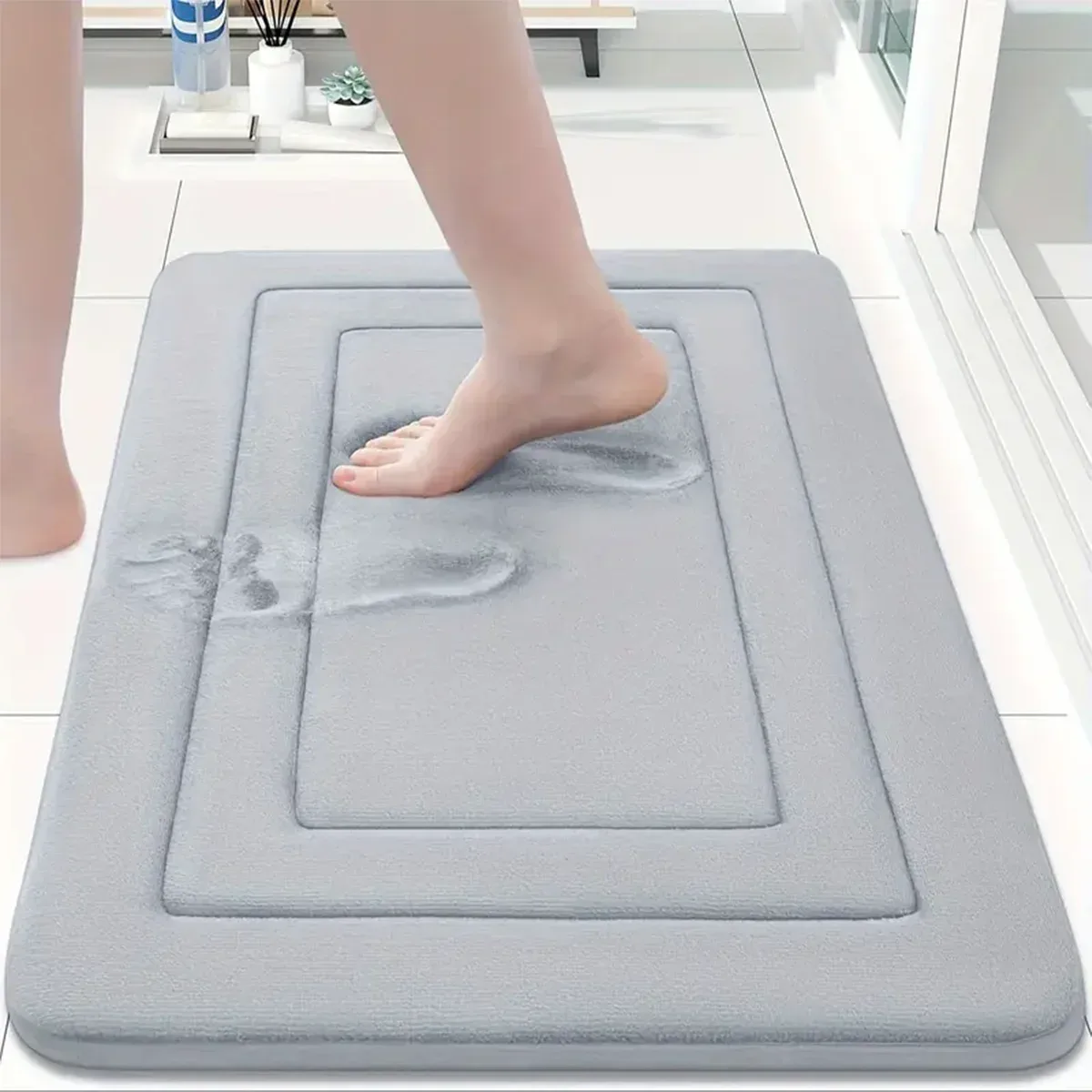 Tapis absorbant en flanelle épaisse, uni